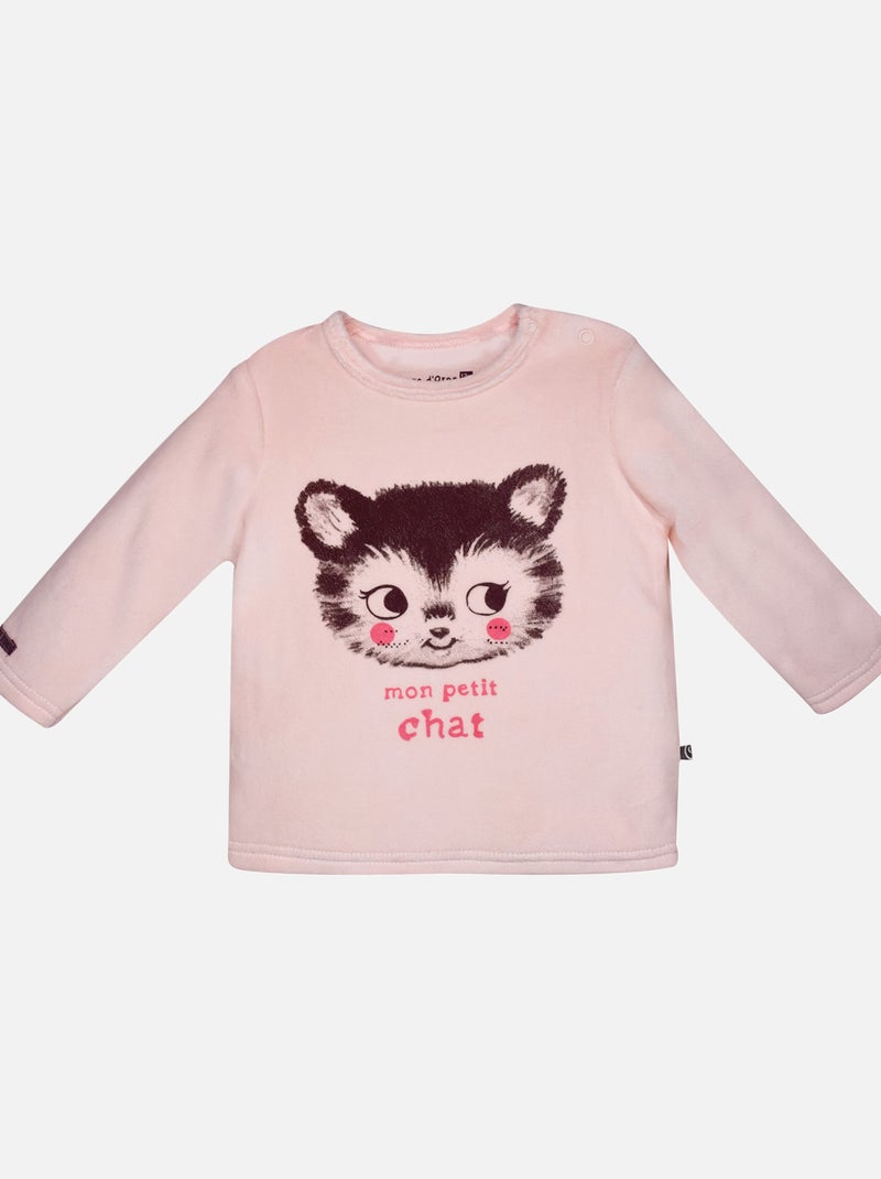 PYJAMA 2 PIECES FIGUE VELOURS RASE Rose - Kiabi