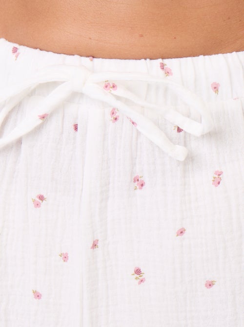 Pyjama 2 pièces fleuri - en gaze de coton - Kiabi