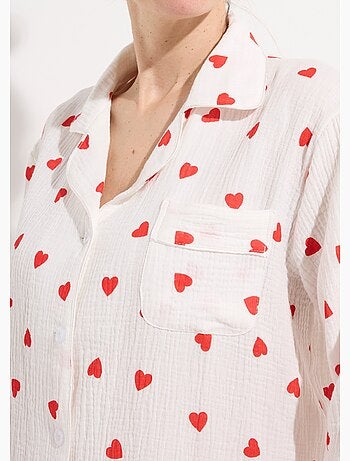 Pyjama 2 pièces gaze de coton et c¿urs - AFIBEL