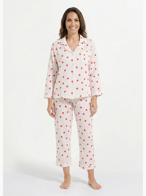 Pyjama 2 pièces gaze de coton et c¿urs - AFIBEL - Kiabi