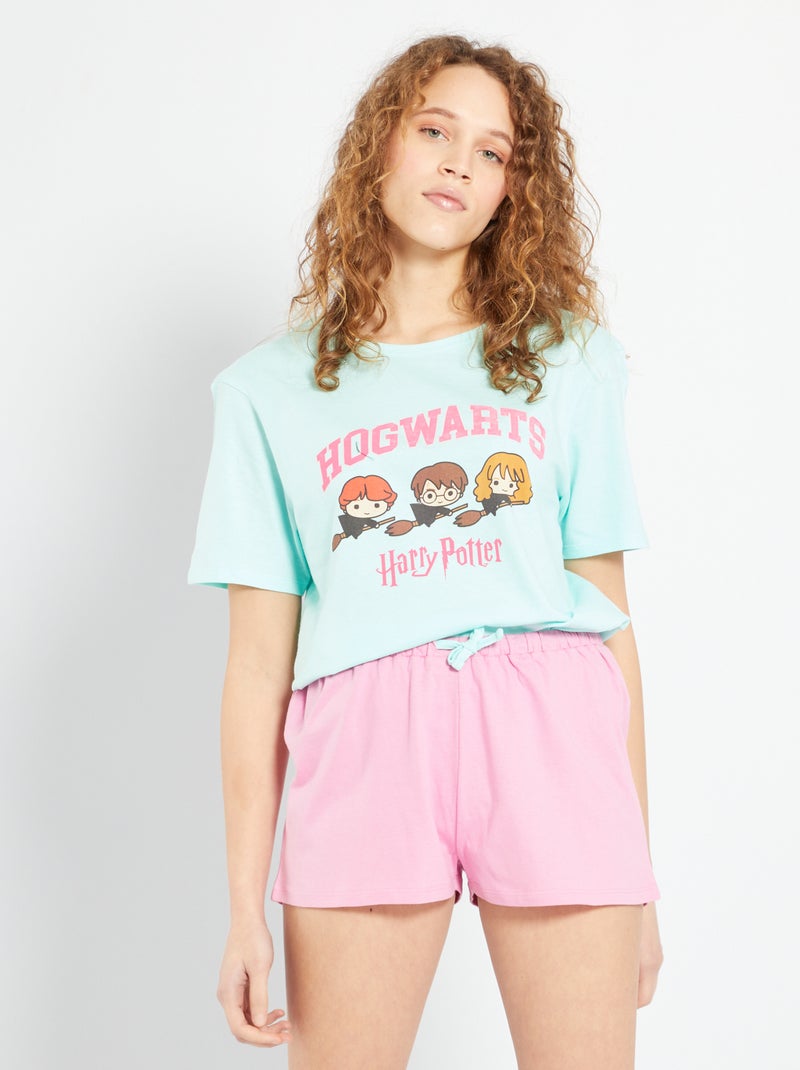 Pyjama 2 pièces 'Harry Potter' bleu/rose - Kiabi