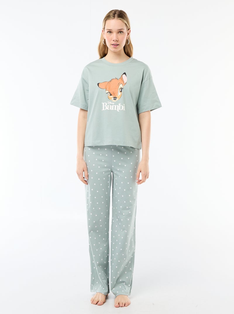 Pyjama 2 pièces imprimé 'Bambi' Vert - Kiabi