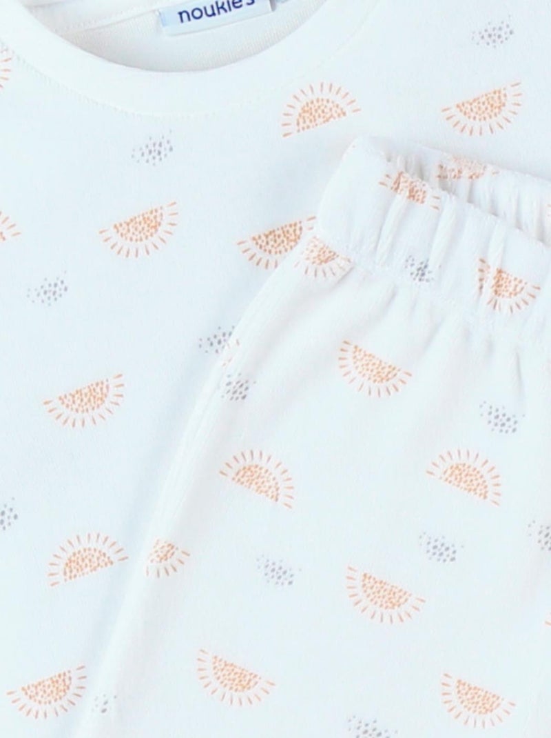 Pyjama 2 pièces imprimé coucher de soleil en velours, Noukie's Blanc - Kiabi