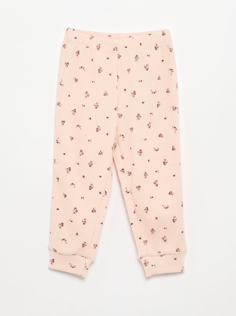 Pyjama 2 pièces imprimé en rib Rose - Kiabi
