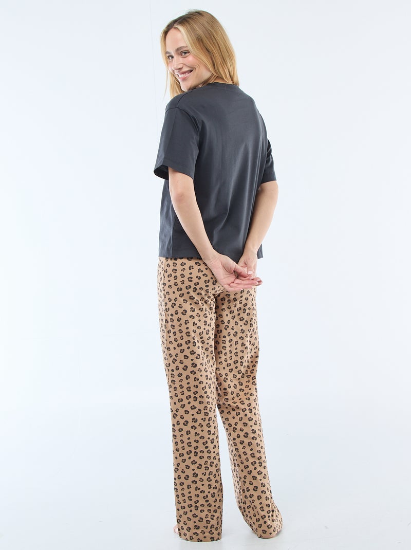 Pyjama 2 pièces imprimé 'Simba' Noir/marron - Kiabi