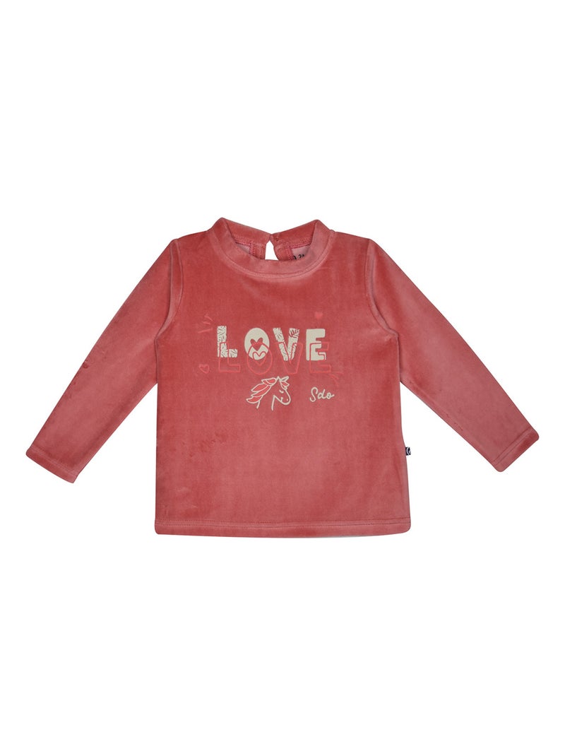 PYJAMA 2 PIECES JOANNIE VELOURS RASE ENFANT Rose - Kiabi
