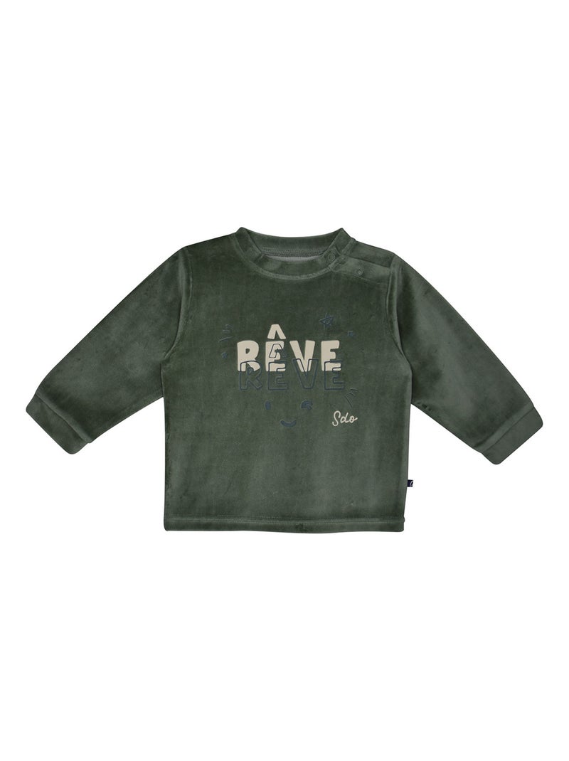 PYJAMA 2 PIECES JONAS VELOURS RASE ENFANT Vert - Kiabi
