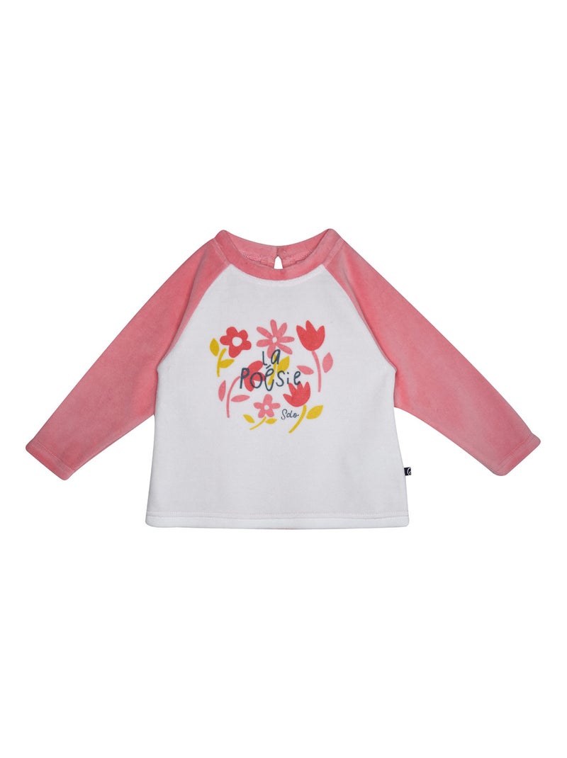 PYJAMA 2 PIECES LEANORE VELOURS RASE LONG ENFANT Rose - Kiabi