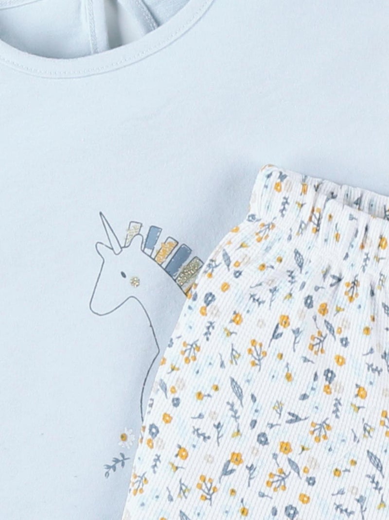 Pyjama 2 pièces licorne en jersey, Noukie's Blanc - Kiabi