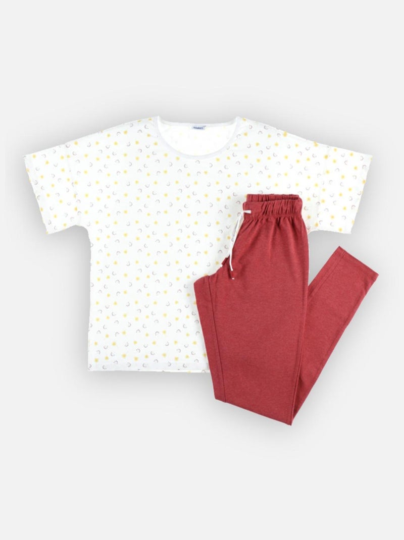 Pyjama 2 pièces maman, ecru/roos Noukie's Blanc - Kiabi
