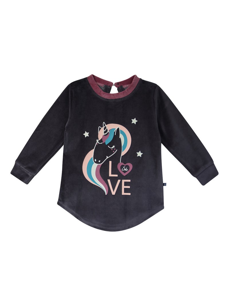 PYJAMA 2 PIECES MARGARETTA VELOURS RASE ENFANT Gris - Kiabi