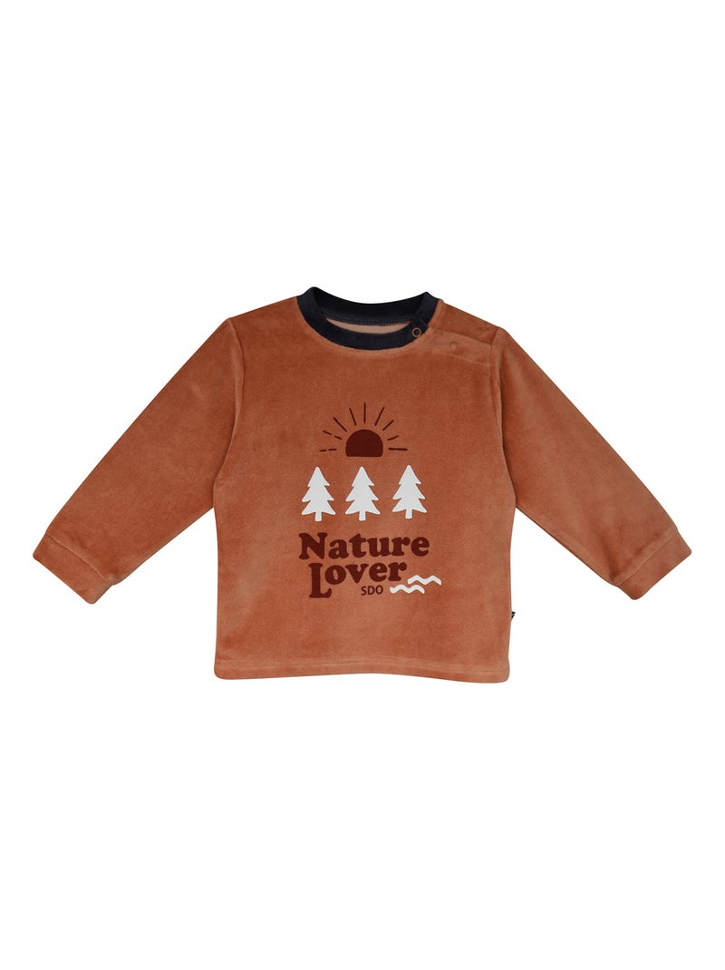 PYJAMA 2 PIECES MIRABEAU VELOURS RASE ENFANT Beige - Kiabi