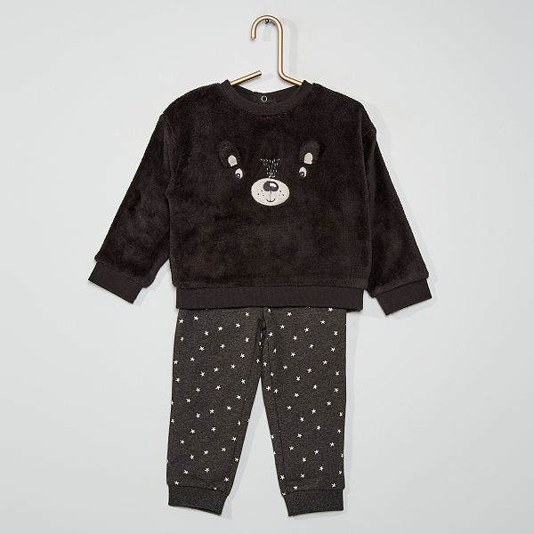 Pyjama 2 Pieces Ours En Polaire Et Jersey Bebe Garcon Anthracite Kiabi 8 40