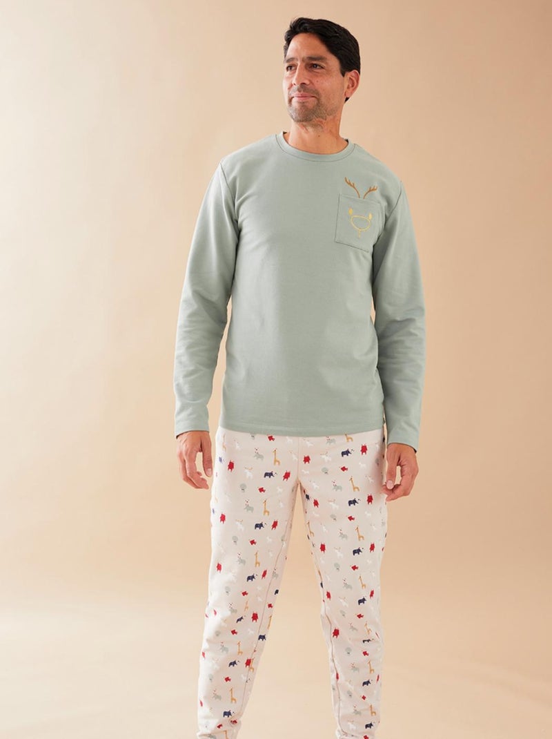 Pyjama 2 pièces papa, aqua/beige - Noukie's Vert - Kiabi