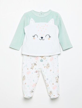 Pyjama 2 pièces 'Petit Béguin' - T-shirt à manches longues + pantalon avec pieds