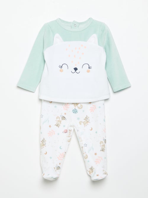 Pyjama 2 pièces 'Petit Béguin' - T-shirt à manches longues + pantalon avec pieds - Kiabi Pyjama 2 pièces 'Petit Béguin' - T-shirt à manches longues + pantalon avec pieds - Kiabi