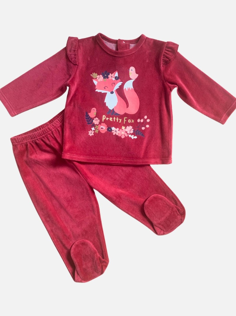 Pyjama 2 pièces 'Pretty Fox' 'TouDou' Bordeaux - Kiabi