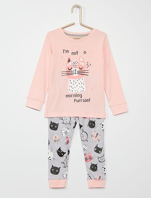 Pyjama 2 pièces                             rose/gris 
