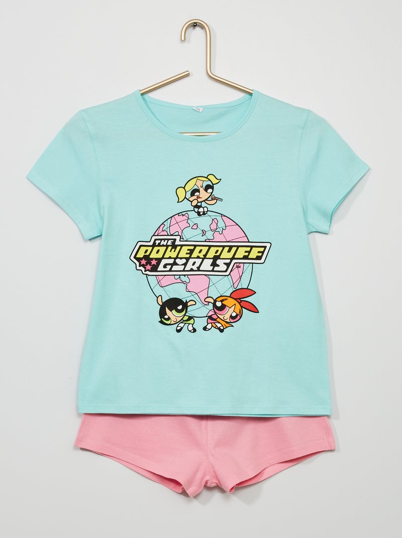 Pyjama 2 pièces 'Super-nanas' bleu/rose - Kiabi