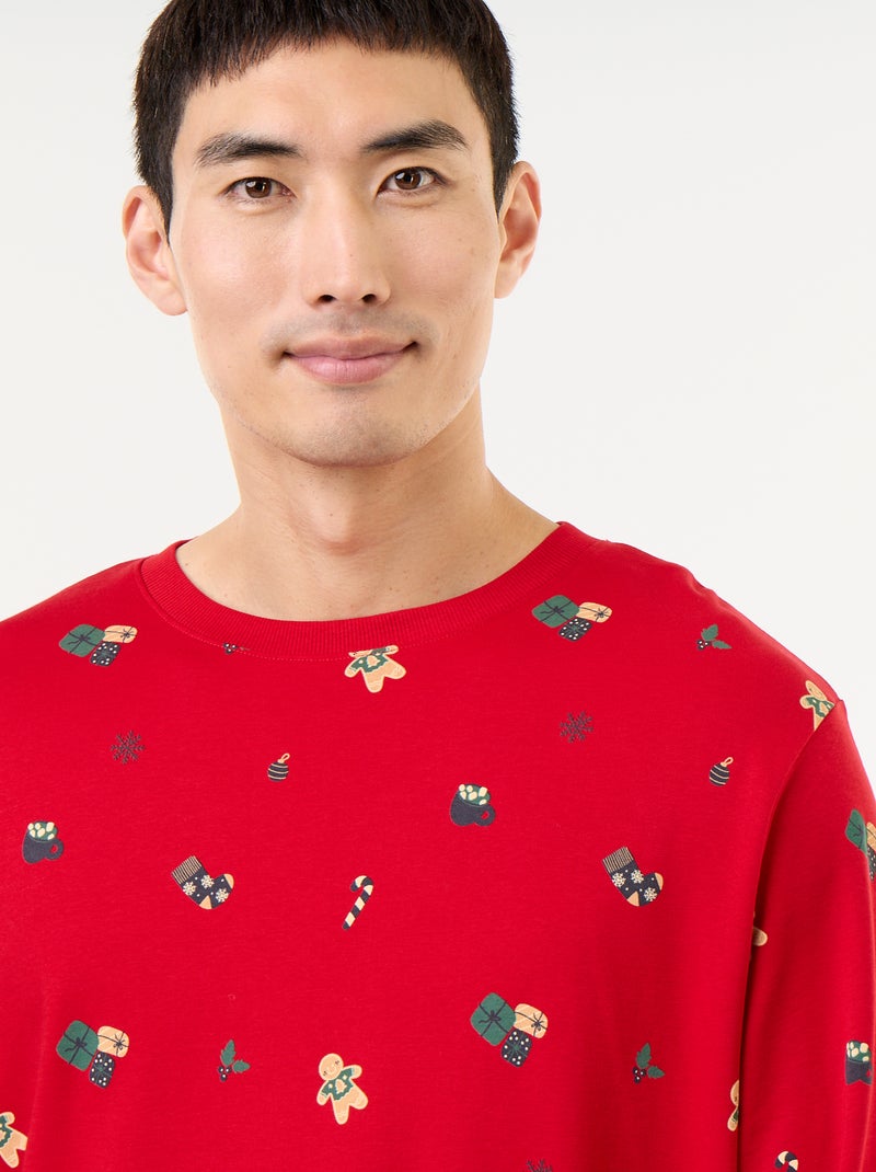 Pyjama 2 pièces t-shirt + pantalon 'Noël' - 2 pièces Rouge - Kiabi