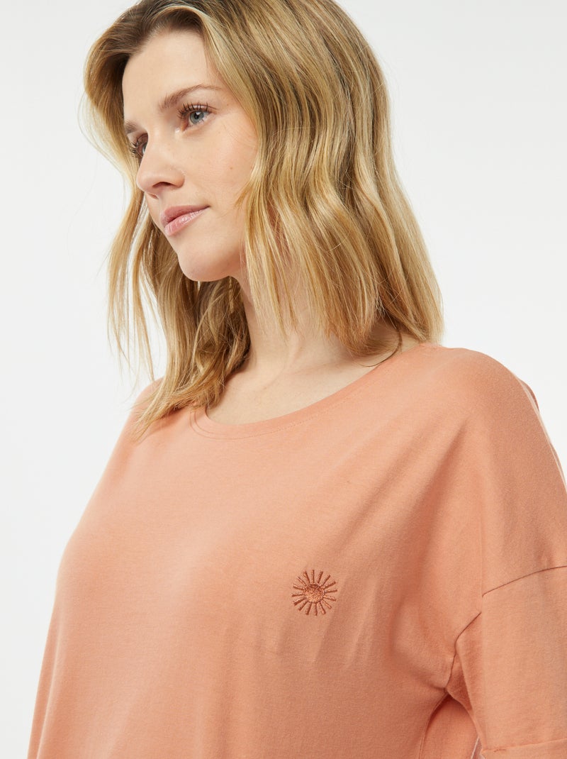 Pyjama 2 pièces tee-shirt + short minimaliste Brique - Kiabi