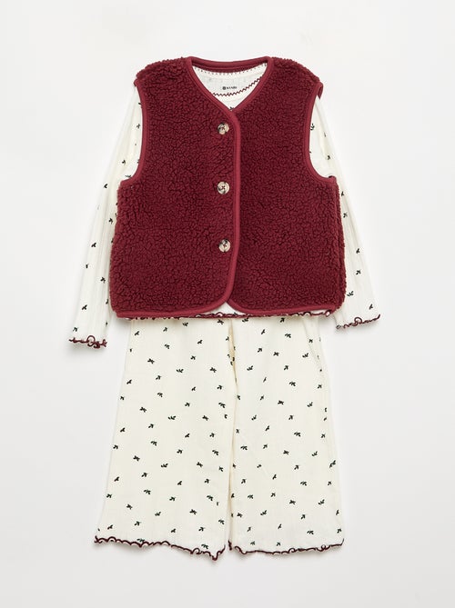 Pyjama 3 pièces - T-shirt + pantalon + gilet sans manches - Kiabi