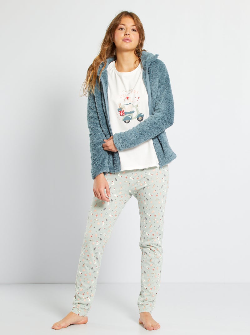 Pyjama 3 pièces bleu/vert d'eau - Kiabi