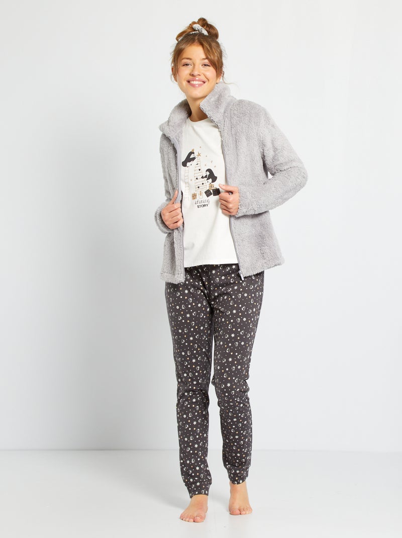 Pyjama 3 pièces gris/anthracite - Kiabi