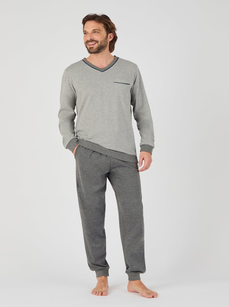 Pyjama 3 pièces short et pantalon - Damart Gris chiné - Kiabi