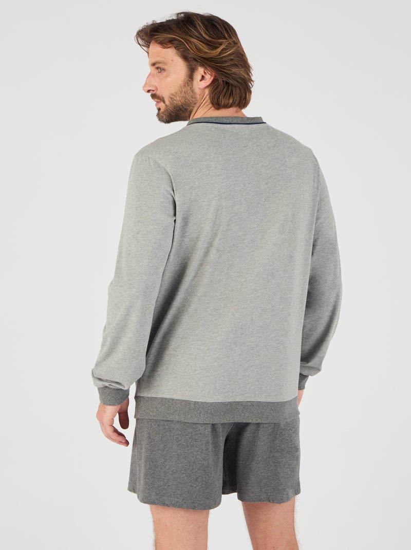 Pyjama 3 pièces short et pantalon - Damart Gris chiné - Kiabi