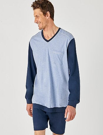 Pyjama 3 pièces short et pantalon jersey pur coton peigné - Damart