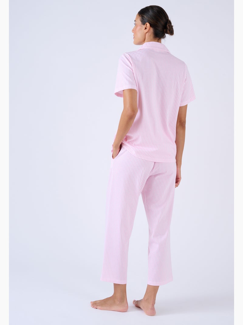 Pyjama 7/8ème boutonné - Damart Rose pastel - Kiabi