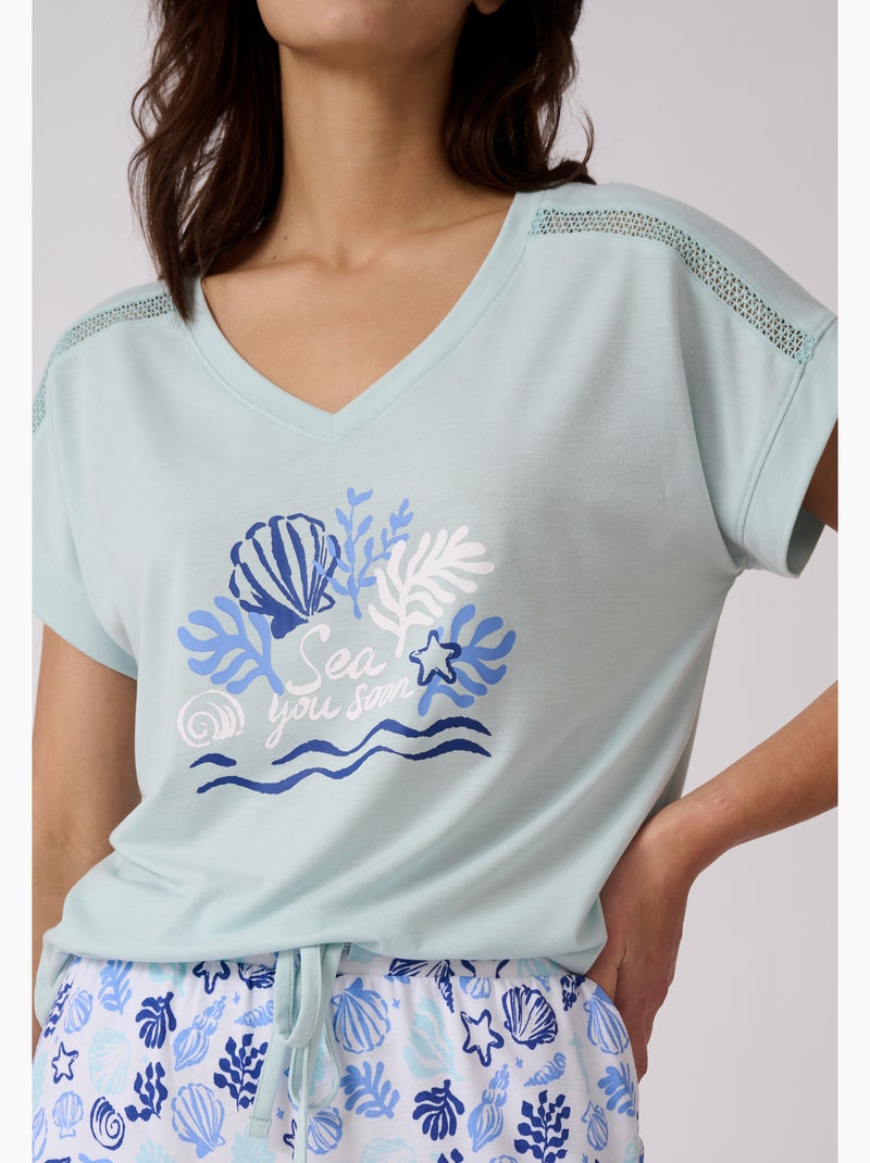 Pyjama 7/8ème climatyl en maille jersey - damart Blanc - Kiabi