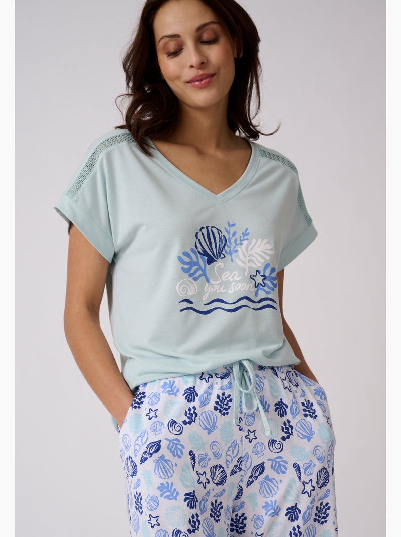 Pyjama 7/8ème climatyl en maille jersey - damart Blanc - Kiabi