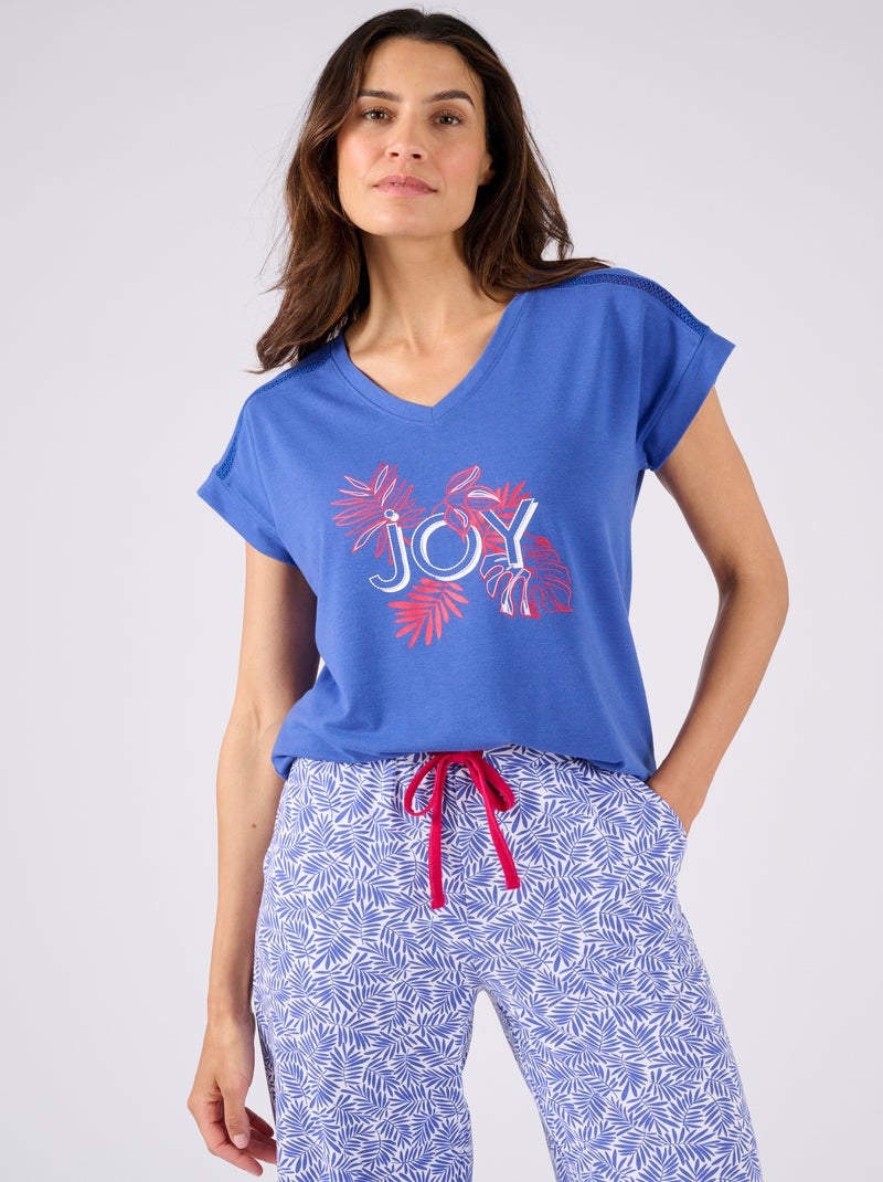 Pyjama 7/8ème Climatyl en maille jersey - Damart Bleu - Kiabi