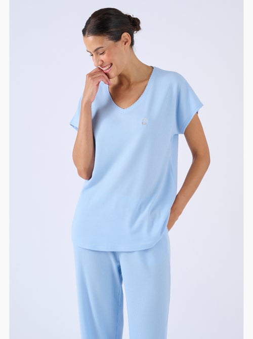 Pyjama 7/8ème en maille gaufrée - Damart - Kiabi