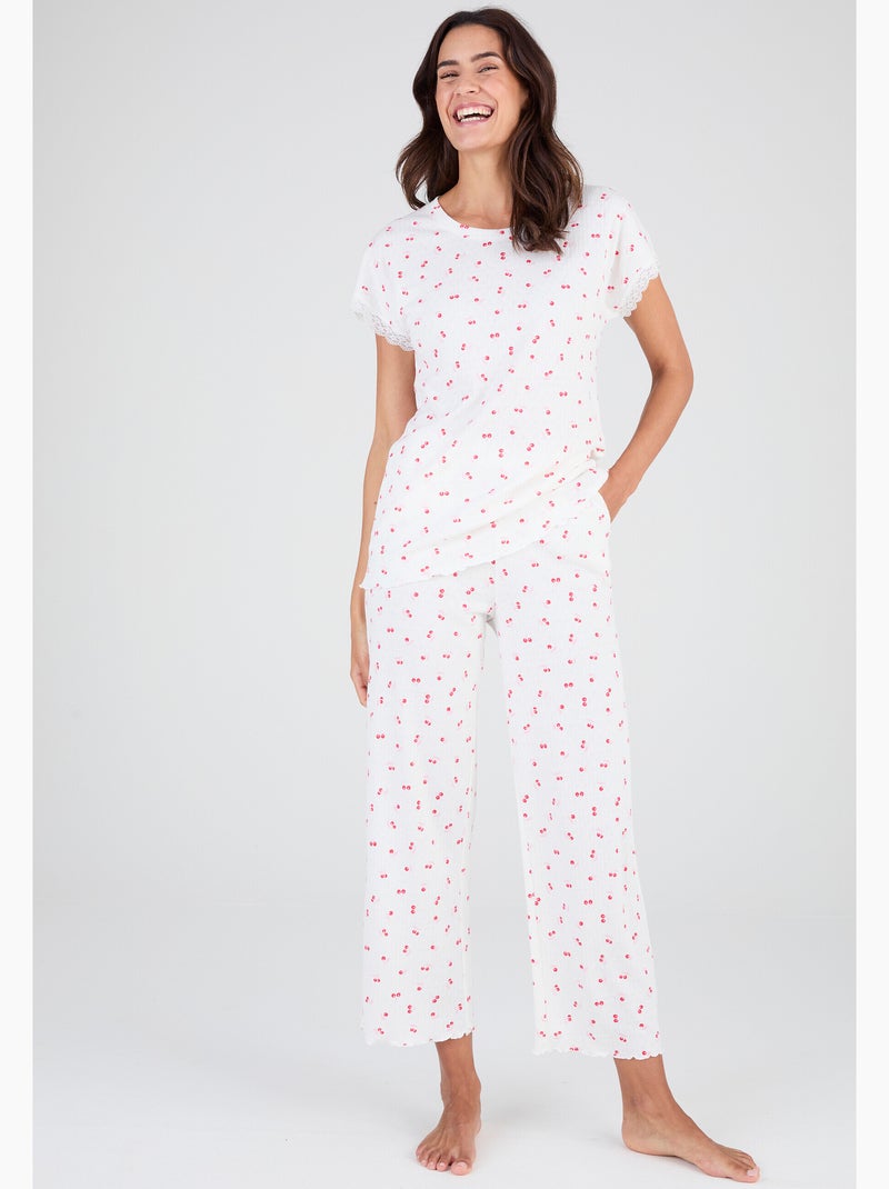 Pyjama 7/8ème en maille pointelle - damart Blanc cassé - Kiabi