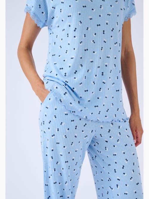 Pyjama 7/8ème en maille pointelle - Damart - Kiabi