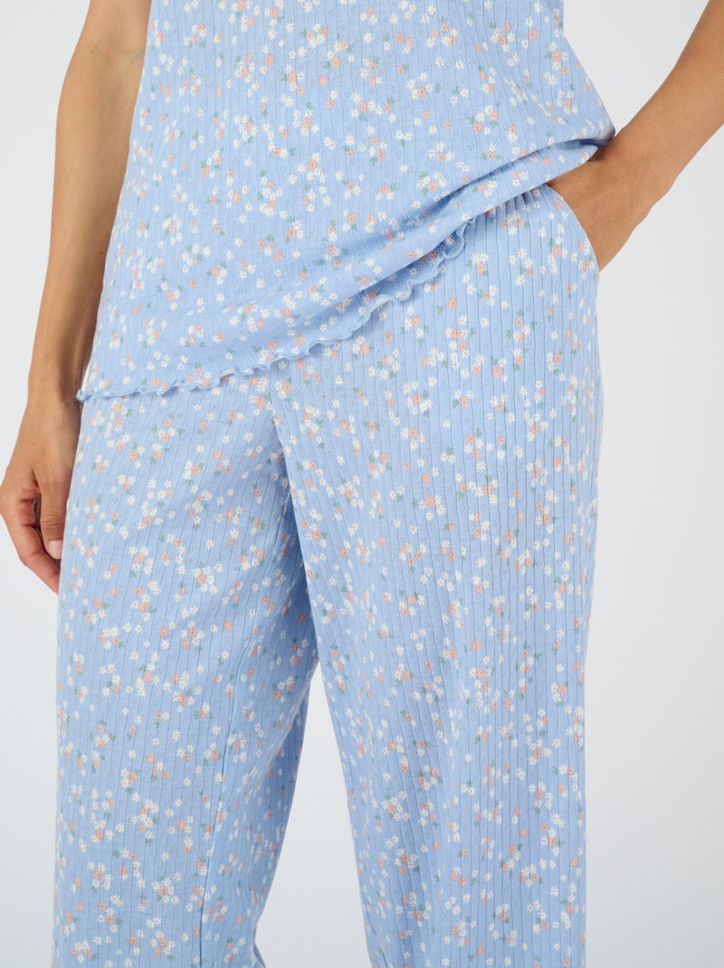 Pyjama 7/8ème en maille pointelle - Damart Bleu - Kiabi