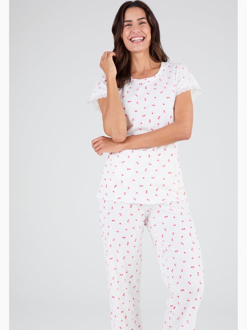 Pyjama 7/8ème en maille pointelle - Damart - Kiabi