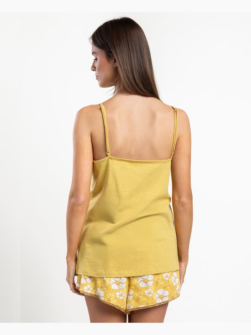 Pyjama à bretelles à fleurs jaunes pour femme ADMAS Bleu Jaune - Kiabi
