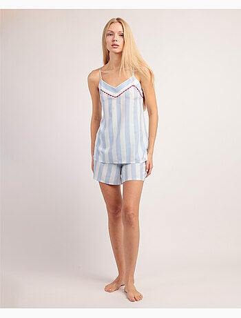 Pyjama à bretelles à rayures claires classiques pour femme ADMAS CLASSIC