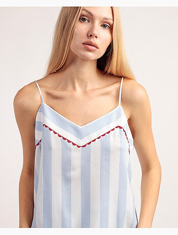 Pyjama à bretelles à rayures claires classiques pour femme ADMAS CLASSIC