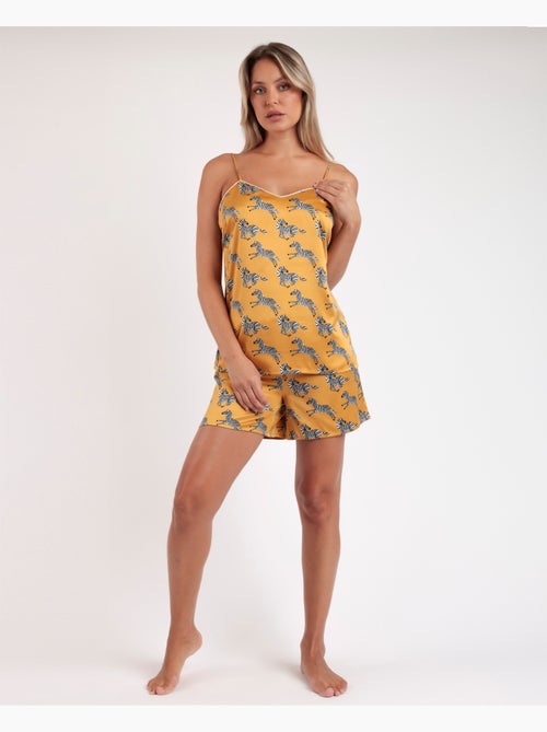 Pyjama à bretelles dorées zébrées ADMAS LUXURY pour femme - Kiabi Pyjama à bretelles dorées zébrées ADMAS LUXURY pour femme - Kiabi