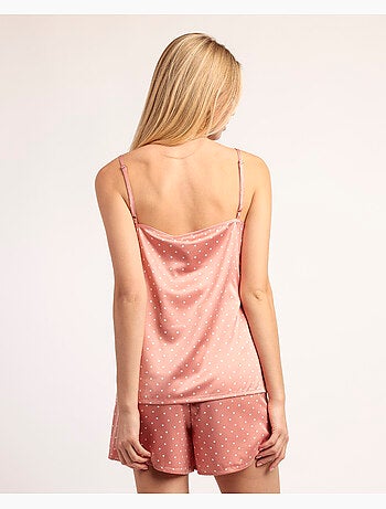 Pyjama à bretelles en satin à pois fleuris ADMAS CLASSIC pour femme