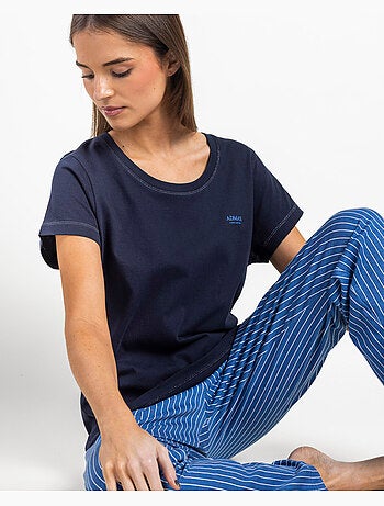 Pyjama à manches courtes à rayures classiques pour femme ADMAS CLASSIC