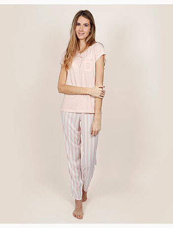 Pyjama à manches courtes à rayures classiques pour femme ADMAS CLASSIC