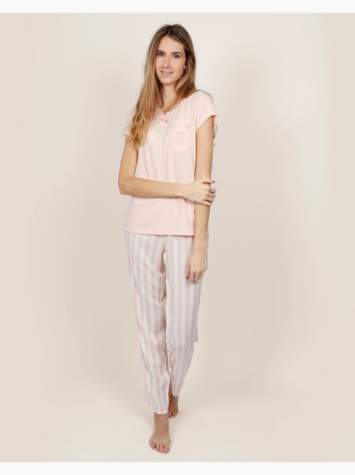 Pyjama à manches courtes à rayures classiques pour femme ADMAS CLASSIC - Kiabi Pyjama à manches courtes à rayures classiques pour femme ADMAS CLASSIC - Kiabi