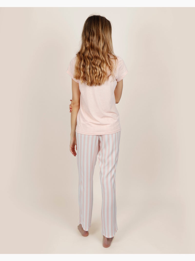 Pyjama à manches courtes à rayures classiques pour femme ADMAS CLASSIC Rose - Kiabi