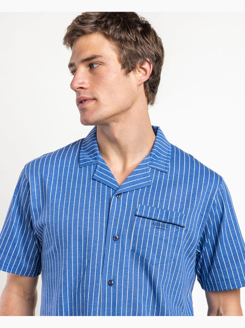 Pyjama à manches courtes à rayures classiques pour homme ADMAS CLASSIC Bleu - Kiabi